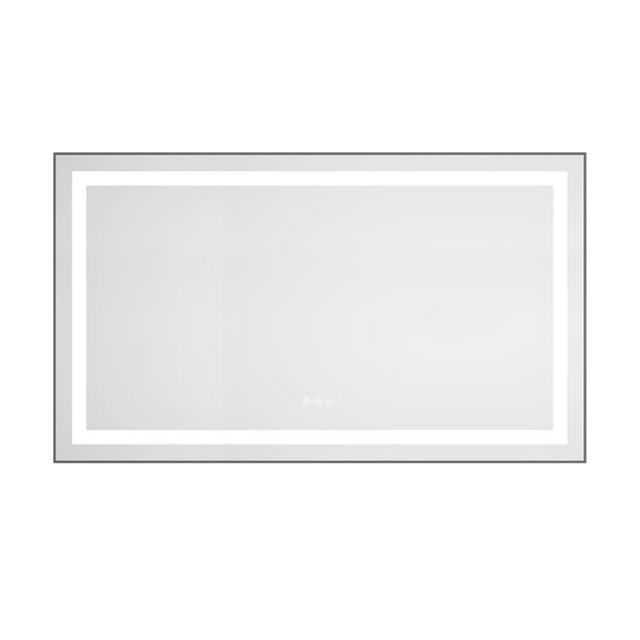 Wall Mirror, 48 x 28 Inch LED Bathroom Mirror with Front and Backlight, Wall Mounted Vanity Mirror with Aluminum Frame, Anti-Fog, Memory, 3 Colors, Stepless Dimmable, Gun Ash Bathroom Mirror