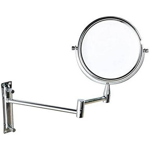 Wall Mirror, 7-Inch Wall Mounted Makeup Mirror,2X Magnification Makeup Mirror Adjustable Height Round Shape Two-Sided Swivel Extendable Bathroom Vanity Mirror Chrome Finish