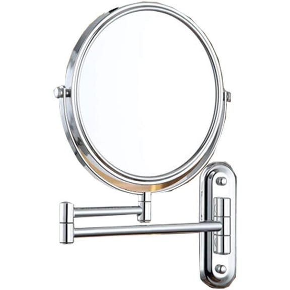 Wall Mirror, 8-Inch Wall Mounted Makeup Mirror, 3X Magnification Round Shape Two-Sided 360 Swivel Extendable Bathroom Cosmetic Vanity Mirror Chrome