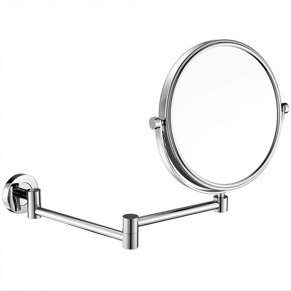 Wall Mirror , Wall Mounted Makeup Mirror,Wall Bathroom Mirror with Magnification,Premium 8'' Two-Sided Bathroom Vanity Mirror,Extendable Arm,Round,360 Degree Swivel