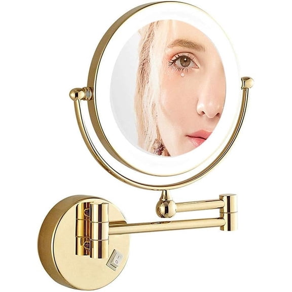 Wall Mirror, 8 in Wall Mounted Makeup Mirror,Two-Sided Extendable,360 Degree Swivel Rotation,Flexible Gooseneck,and Locking Suction