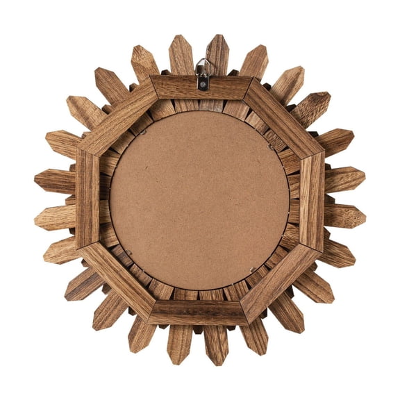 Wall Mirror Decorative, 12-inch Rustic Wood Wall Decor Mirror, Boho Sunburst Aesthetic Mirrors for Bedroom Living Room Bathroom Entryway - Warming Gifts for New Home (Carbonized Black)