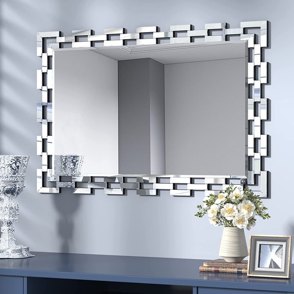Wall Mirror Decorative - 28 * 39 Inches Large Rectangular Decorative Mirror for Living Room, Modern Accent Glass Wall Mirror for Bedroom, Office, Foyer