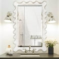 thumbnail image 1 of Wall Mirror Large Wood Framed Wavy Mirror 28"x20" Modern Rectangle Hanging Mirror for Bathroom Bedroom Living Room Hallway Wall Mounted, 1 of 14