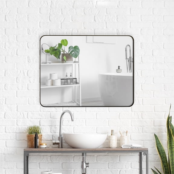 Wall Mirror, Wall Mirror 24x36 Inch Black Rectangular Mirror Metal Framed Mirror Vanity Mirror Dressing Mirror, for Bathroom, Living Room, Bedroom Wall Decor, Black Bathroom Mirror,Medicine Cabinet