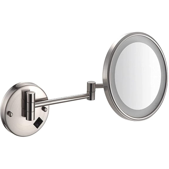 Wall Mirror, Wall Mounted Makeup Mirror with 3/5/7/10X Magnification,8 Inch Magnifying Lighted Vanity Mirrors with LCD Lights,Upgrade Version Cosmetic Mirror Shaving Mirror for Bathroom (Color : C,