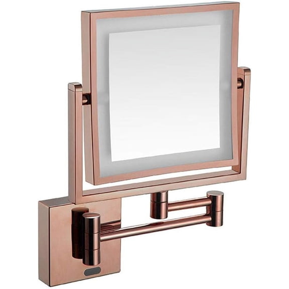 Wall Mirror, Wall Mounted Makeup Mirror with LED Lighted, 3X Magnification, 360 Degree Swivel, Two-Sided Extendable, 8 inch Rectangle, Extendable Arm, for Bathroom