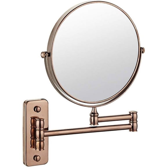 Wall Mirror, Wall Mounted Makeup Mirror with Magnification, 360 Degree Swivel Rotation with Distortion Free View, Two-Sided Extendable, Stainless Steel, for Bathroom