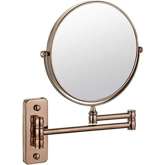 Wall Mirror, Wall Mounted Makeup Mirror with Magnification, 360 Degree Swivel Rotation with Distortion Free View, Two-Sided Extendable, Stainless Steel, for Bathroom