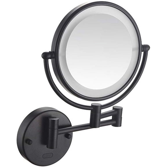 Wall Mirror , Wall Mounted Makeup Mirror with Magnification,8-Inch Two-Sided Swivel Makeup Mirror with LDE Lights,11-Inch Extension,360 Degree Swivel Rotation,Human Induction,for Bathroom ( Color : Ma