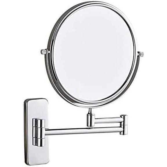 Wall Mirror, Wall Mounted Makeup Mirrors,8 Inch Brass Double Sided Vanity Mirrors with Magnifying,Bathroom Extendable 360°Swivel Mirrors,Brass,7X