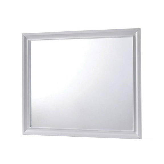 Wall Mirror with Molded Wooden Frame White - Saltoro Sherpi