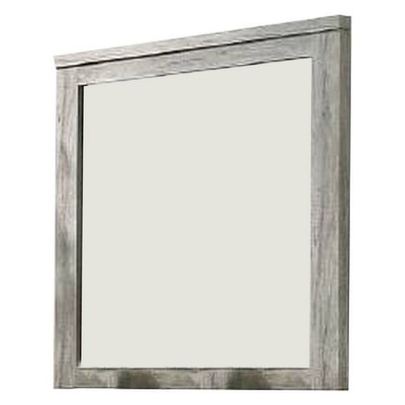 Wall Mirror with Rectangular Frame and Molded Details Gray - Saltoro Sherpi