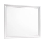 Wall Mirror with Rectangular Molded Wooden Frame, White