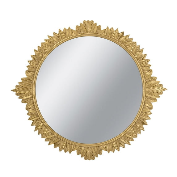 Wall Mirrors 35.5x31.5" Round MDF Wall Mirror with Ornate Gold Frame,Decorative Wall Mirrors