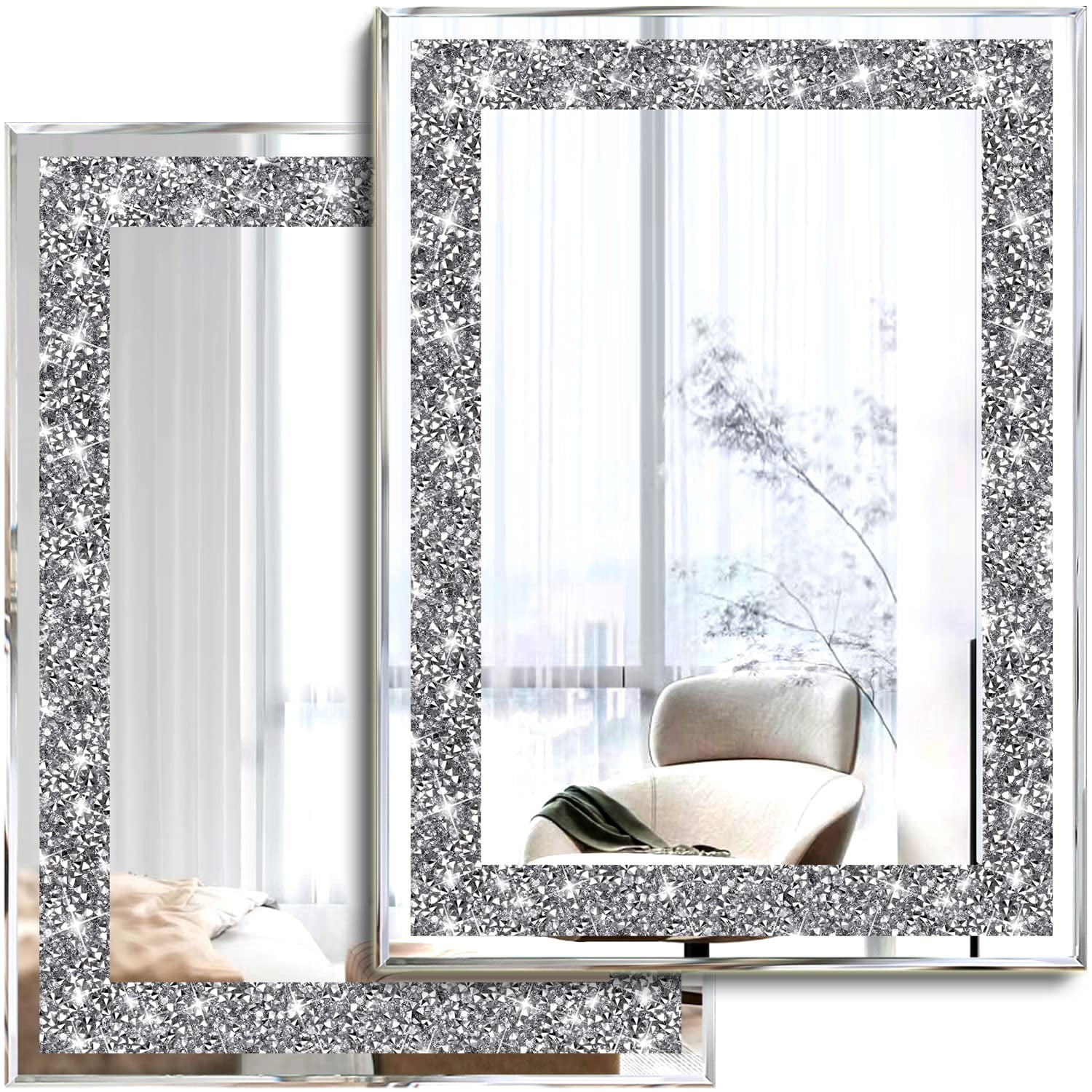 Wall Mirrors, Crush Diamond Mirrors Decor, Decorative For Living Room ...