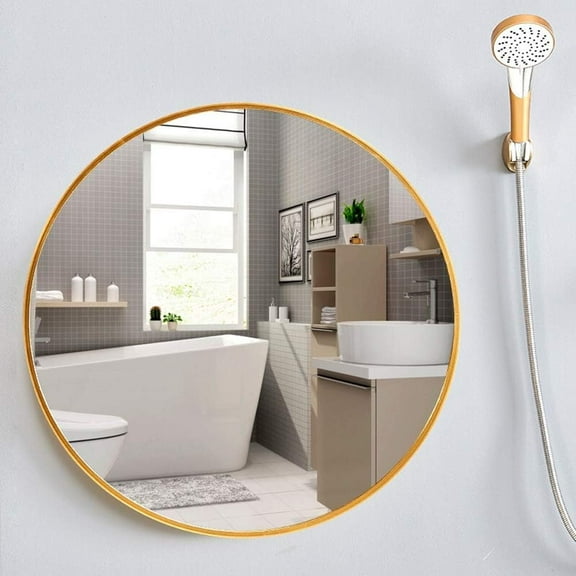 Wall Mirrors,Golden Bathroom Mirror,Aluminum Alloy Frame Hd Mirror,Explosion-Proof Vanity Mirror/Golden Round Mirror/60X60Cm