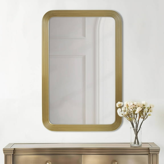 Wall Mirrors Rounded Rectangle Fluted Wall Mirror Gold See below,Decorative Wall Mirrors