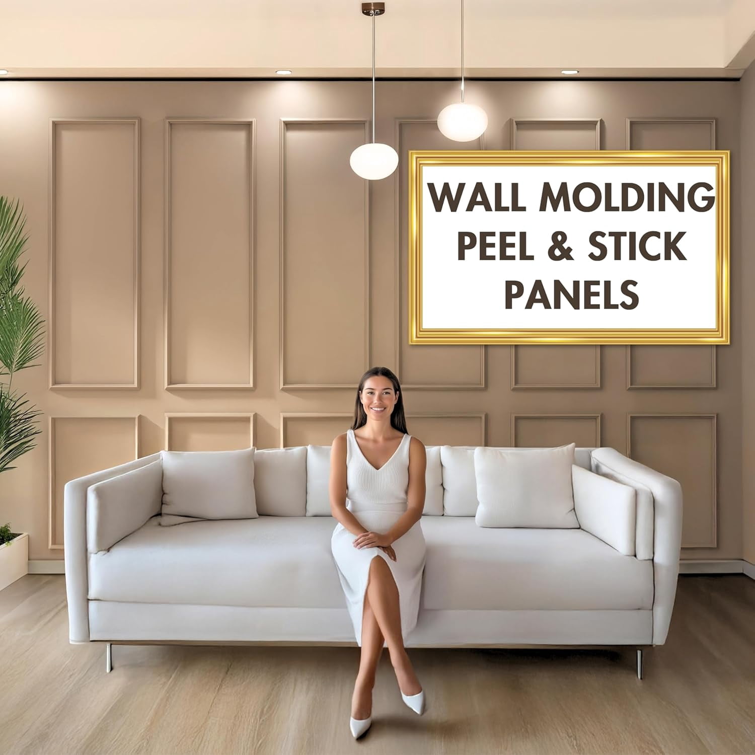 Peel And Stick Board & Batten Wall Panel Kit – 19 Pcs, 93.93"x56" – DIY Decorative Wall Molding, Wainscoting, Easy Installation - View #6