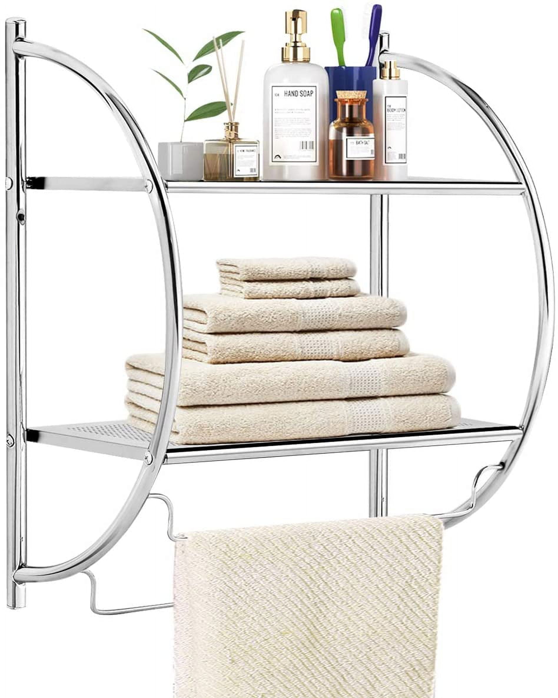 Silver Wall Mounted 2-Tier Bathroom Towel Rack with Bars