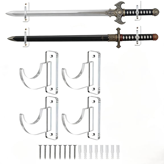 Wall Mount Acrylic Display Rack for Light Sabers and Decorative Blades 1.18x3.5x3.5in-clear2