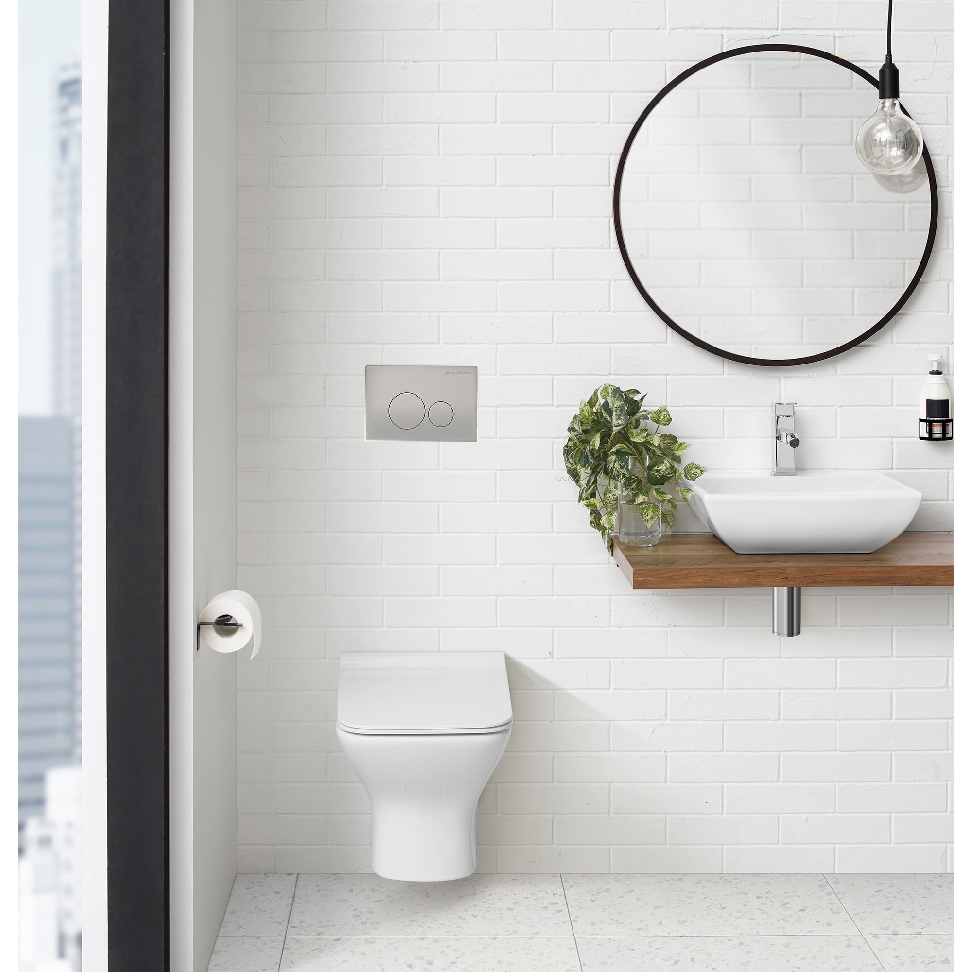 Chrome Dual-Flush Wall Actuator Push Button Plate