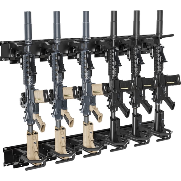 Wall Mount Adjustable HeavyDuty Steel Gun Rack, Black