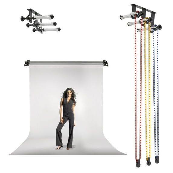 Wall Mount Backdrop Elevation Device, Manual Photography Background Lifter 3-Roller Manual Background Support Device