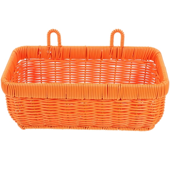 Orange Plastic Wall Hanging Basket for Fruit Storage and Decorative Use 10.5x8.5x5.5 inches