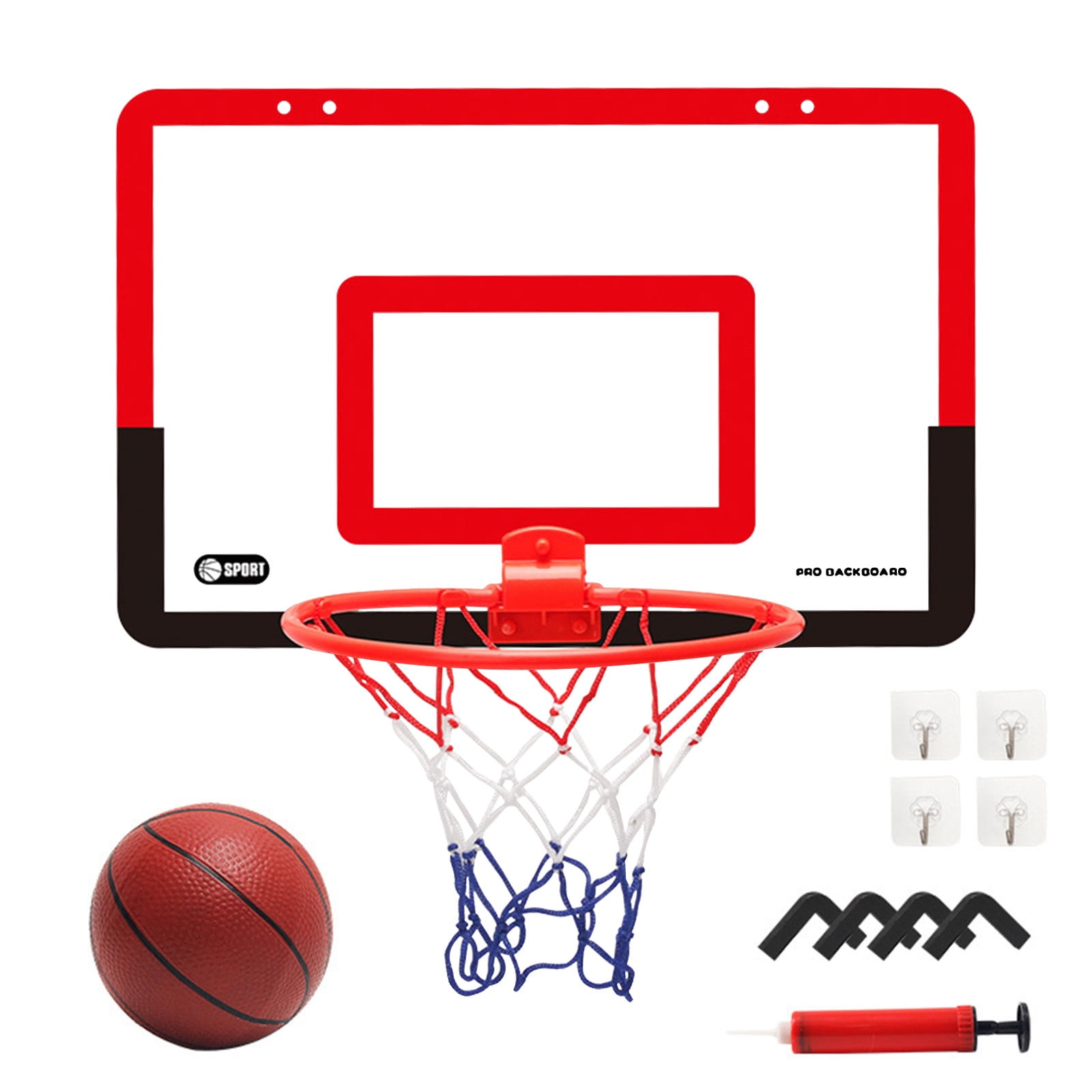 Wall Mount Basketball Hoop with Door Hooks, 15.7" x 10.2" Backboard, Ball and Rim, Outdoor lndoor Basketball Hoops Games Set for Youth Adults Boys and Girls Gifts