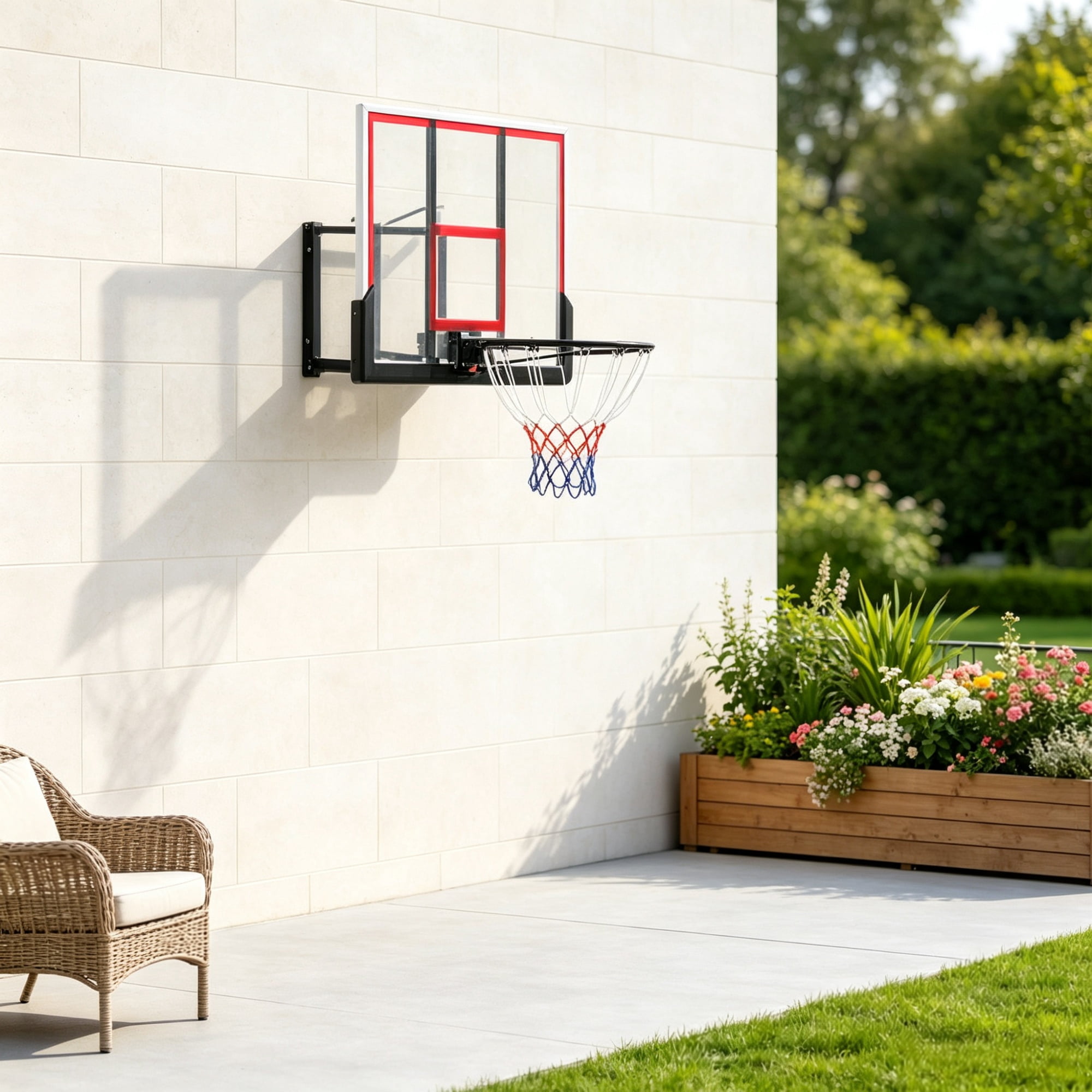 Wall Mount Basketball Hoop with Shatterproof Backboard and Steel Rim