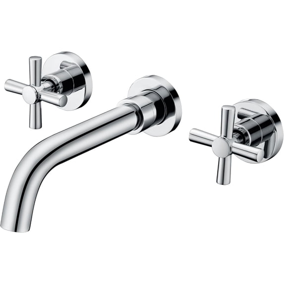 Wall Mount Bathroom Faucet,Cross 2-Handle in Modern Chrome Finish,Rough-in Valve Included