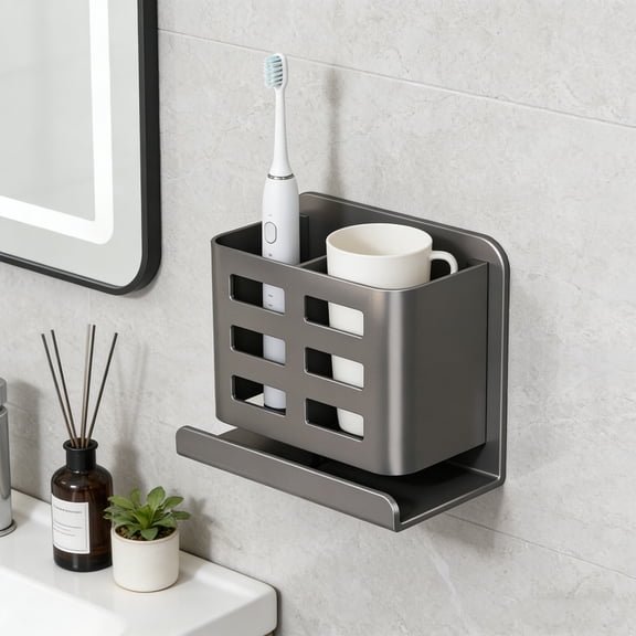 Wall Mount Bathroom Shelf No Drill Plastic Storage Rack for Shower, Kitchen, Toilet and Laundry