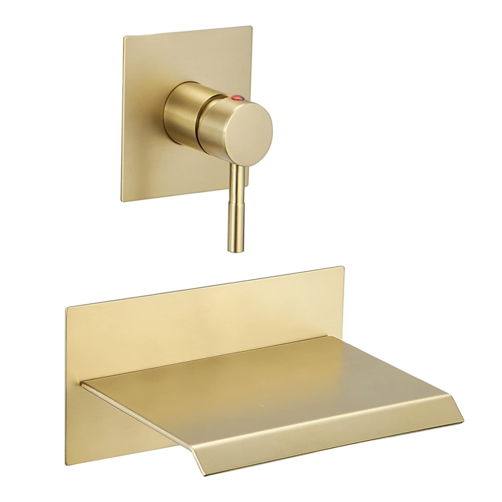 Wall Mount Bathtub Faucet Brushed Gold Single Handle Modern