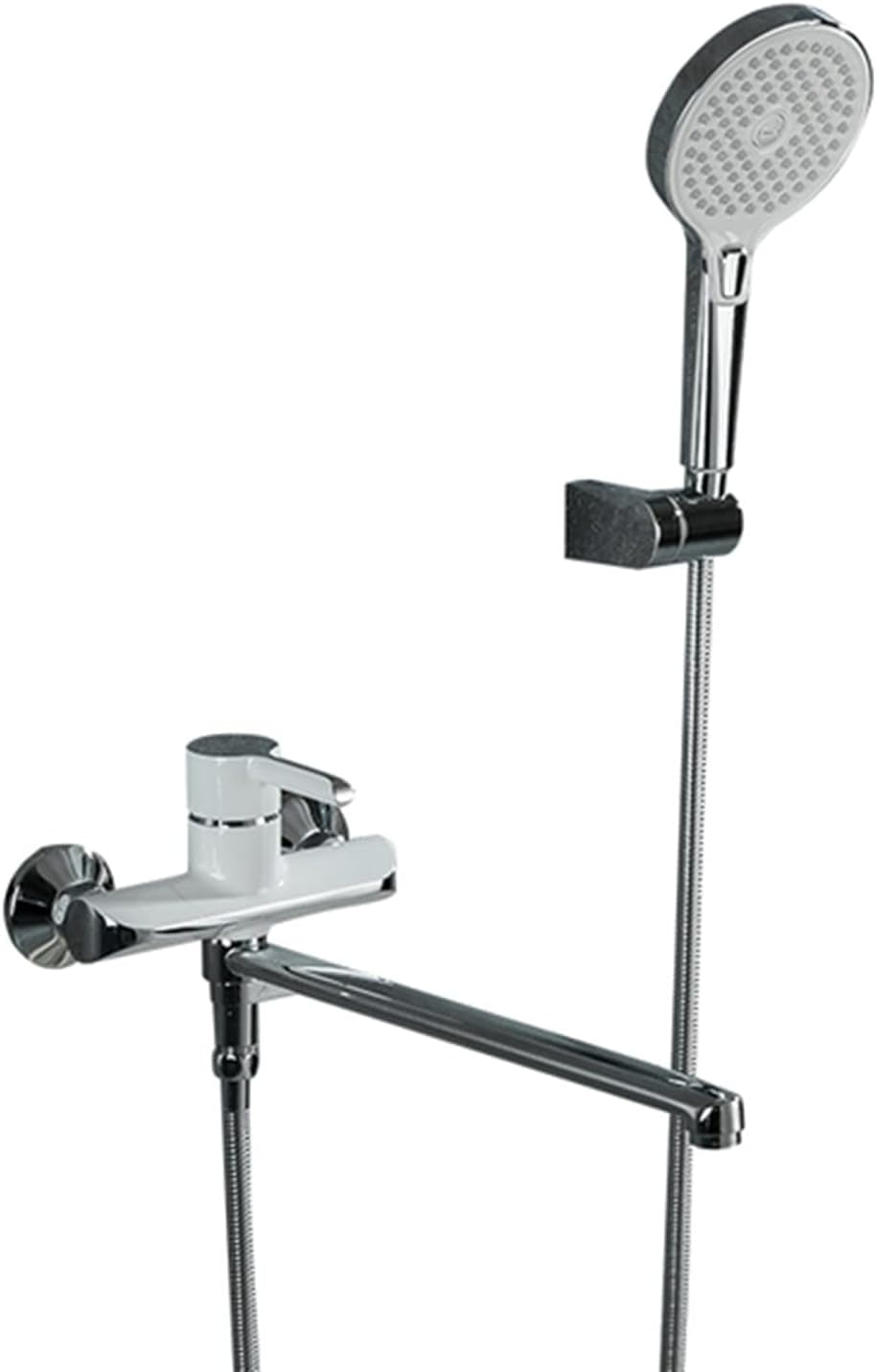 Wall Mount Bathtub Faucet with Handheld Sprayer and Long Spout, Brass Single Handle Bath Shower Mixer Tap, Easy to Install