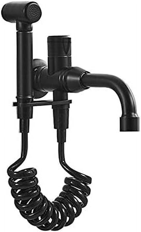 Wall Mount Bidet Sprayer Faucet Set with Cold Water Black Brass Handheld Toilet Bidet Attachment Pressure Sprayer Single Handle Bidet Spray Set for Personal Hygiene