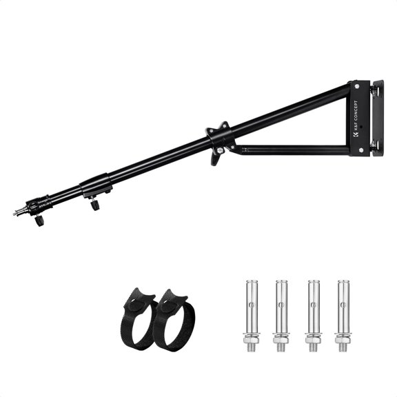 Wall Mount Boom Arm 51"- Rotating Triangle Stand for Ring Light, Softbox, Reflector - Support 180Flexible Rotation, 33-51in Adjustable Length, 20lbs Heavy Duty with 1/4''&3/8'' Mount