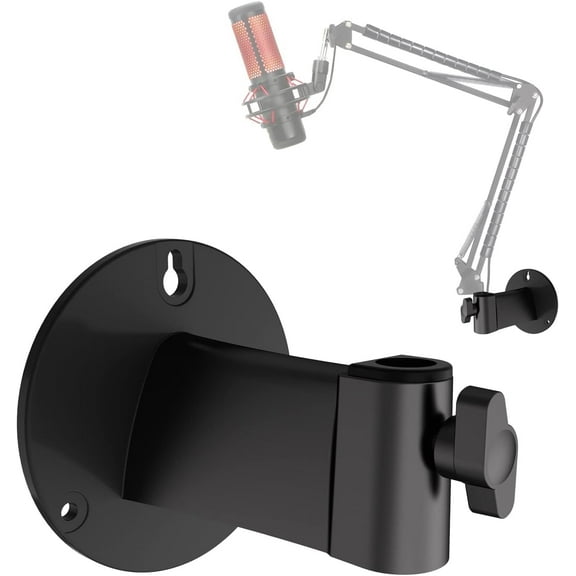 Wall Mount Boom Arm - Wall Mount Microphone Holder for Stand, Vertical Surface and Freely Swiveling Metal Wall Clip Suitable for Saves The Desk Space, Mic Stand Accessories by SUNMON