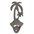 thumbnail image 1 of Wall Mount Bottle Opener - Palm Trees - Distressed Brown Cast Iron - 6" Tall, 1 of 1
