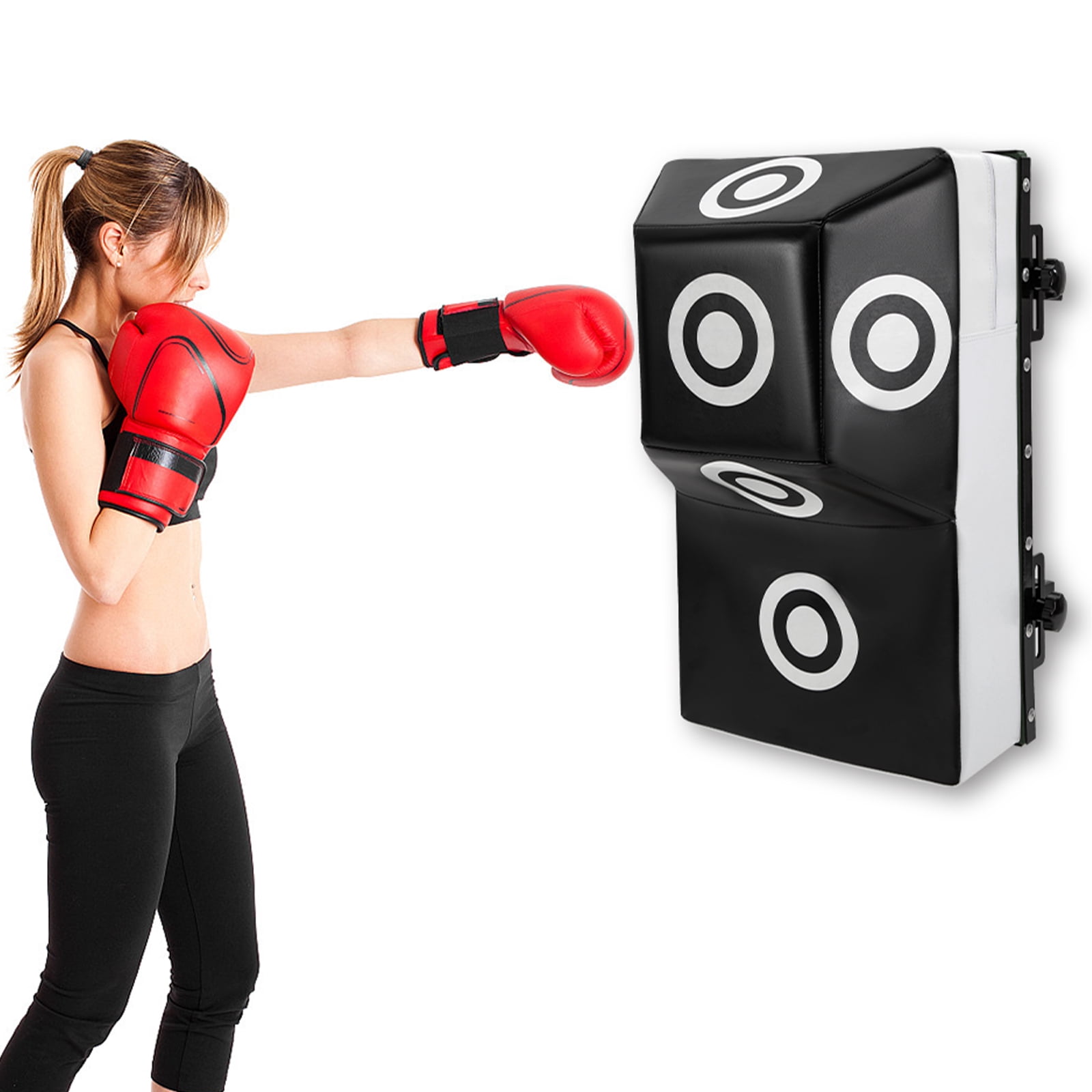 Wall Mount Boxing Training Bag, Uppercut Boxing Training Punching Target, Heavy Punching Bag for Adults for Bedroom/Living Room/Gym（Black and White, 15.75*11.81*27.56inch）
