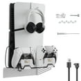 thumbnail image 1 of Wall Mount Bracket with Charging Station Compatible with PS5 & PS5 Slim, Fast Charging Controller Wall Charger for DualSense & Edge Gamepad-White, 1 of 10