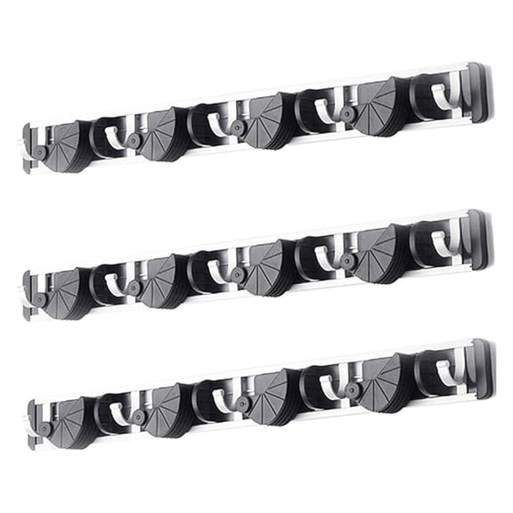 Wall Mount Broom Clamp Holder 4 Positions Grip Organizer & 5 Rack Home Kitchen Garage Mop tools Storage Organization System (3, 4 Position Grip Clamp Holder)