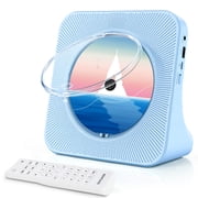 Blue Desktop CD Player for Home Portable CD Player with Bluetooth Support CD/Bluetooth/FM Radio/USB/AUX, Small HiFi Speakers with Remote Control