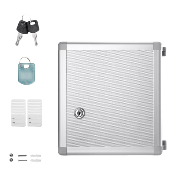 Wall Mount Cabinet Lockable Aluminum Alloy Storage Box with Labels & Keys for Home Office Security