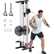 Wall Mount Cable Crossover Machine - 19-Position Dual Pulley System with LAT Pulldown & Adjustable Footplate, Home Gym Workout Station