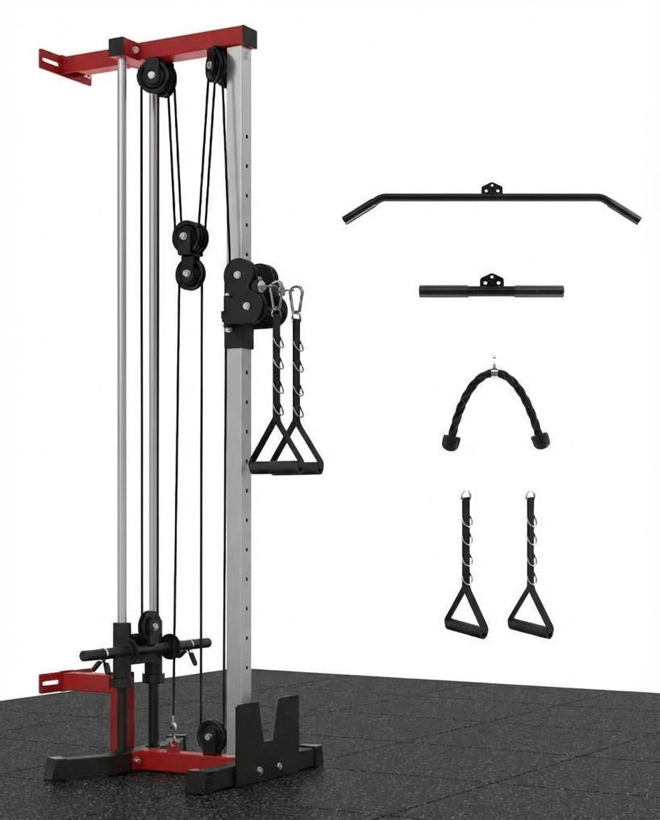 Wall Mount Cable Machine, Dual Pulley Cable Crossover & LAT Pulldown ...