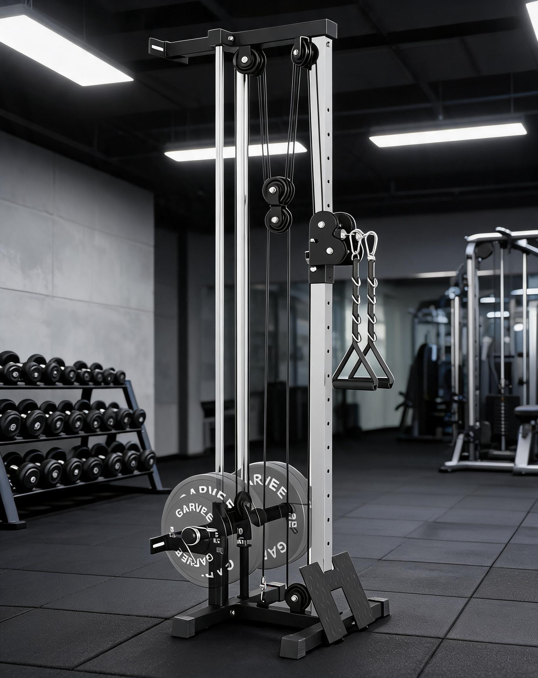 Wall Mount Cable Machine for Home Gym – 18-Position Dual Pulley Crossover – LAT Pulldown Station – Adjustable Full Body Strength Trainer – Space-Saving, Smooth Pulley Action for Home Fitness – Black