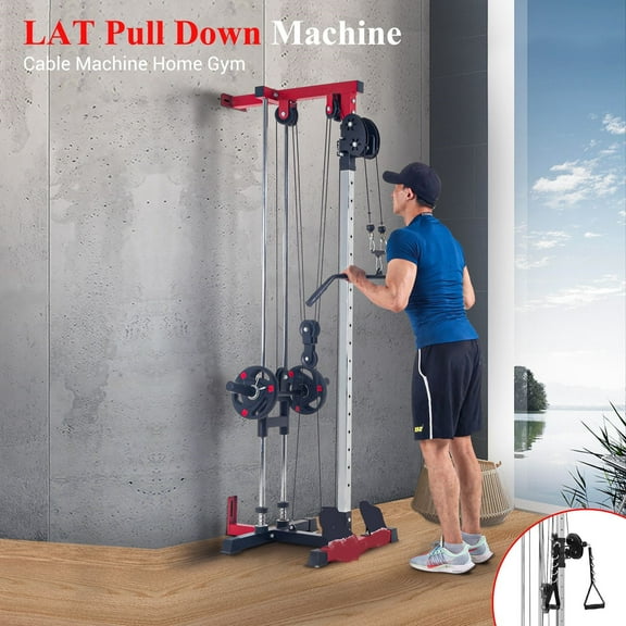 Wall Mount Cable Machine,LAT Power Cable Machine, LAT Pull Down and LAT Row LAT Tower,Cable Crossover Machine with 20 Positions,LAT Pulldown Machines for Home Gym Total Body Training