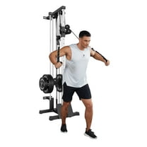 Wall Mount Cable Station,Cable Crossover Machine with Dual Pulley System and 19 Adjustable Positions,LAT Pulldown Machines with Adjustable Footplate for Home Gym Fitness Equipment