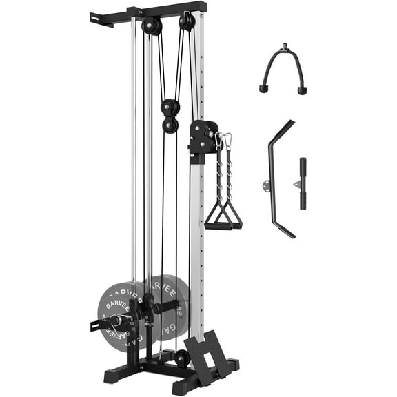 Wall Mount Cable Station, Cable Crossover Machine with 18 Positions, 400LB Capacity, High and Low Cable Crossover Machine for Garage Home Gym